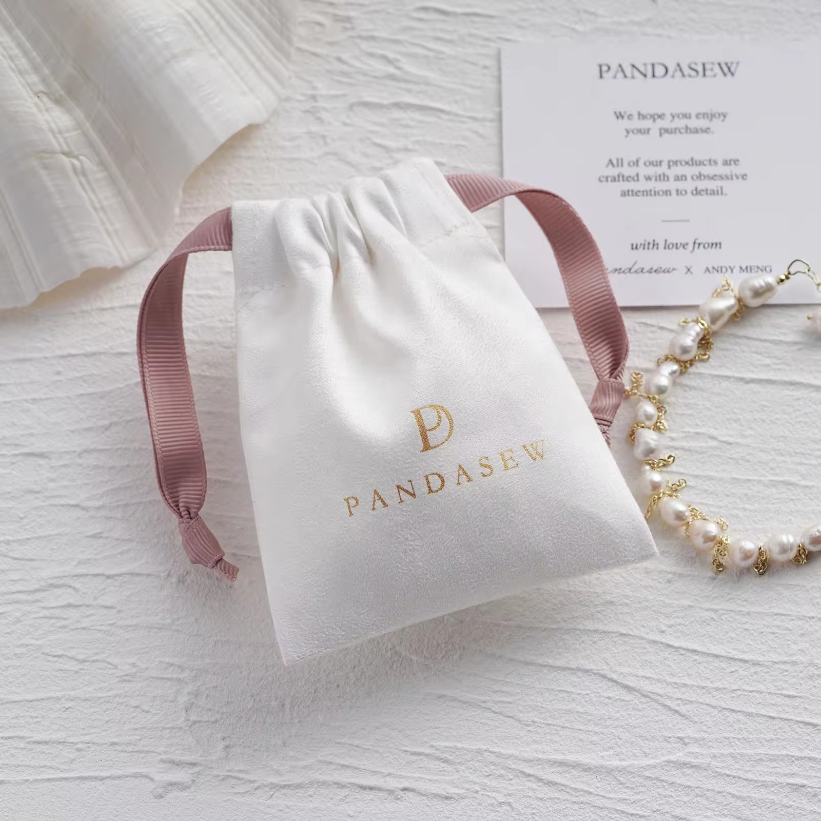 Luxury Bags Outlet - Custom Logo Luxury Suede Drawstring Package